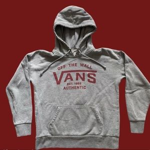 Vans hoodie sweatshirt grey red burgundy logo